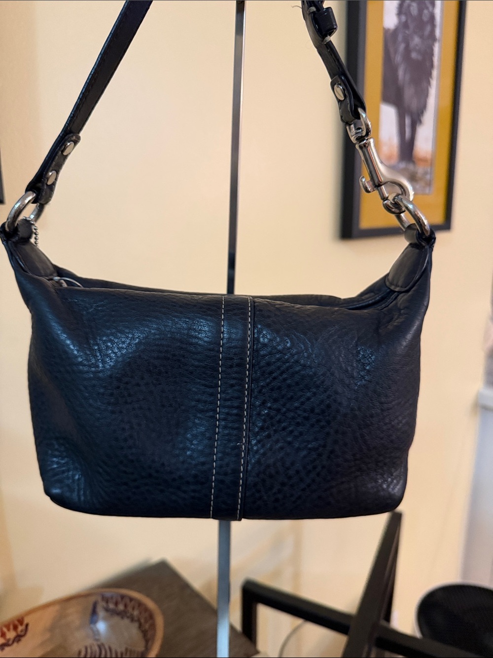 Coach Vintage small Y2K Black pebbled Leather Shoulder Bag Leatherware 1941 - Picture 7 of 16